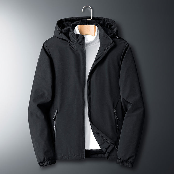 Herren Leichte Softshelljacke mit Microfleece-Futter, Kapuze und verdeckten Reißverschlusstaschen – Taviero