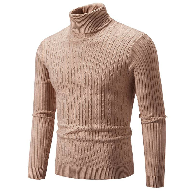 Herren nan Rollkragenpullover mit Zopfstrick und schlanker Passform Echo Archiv