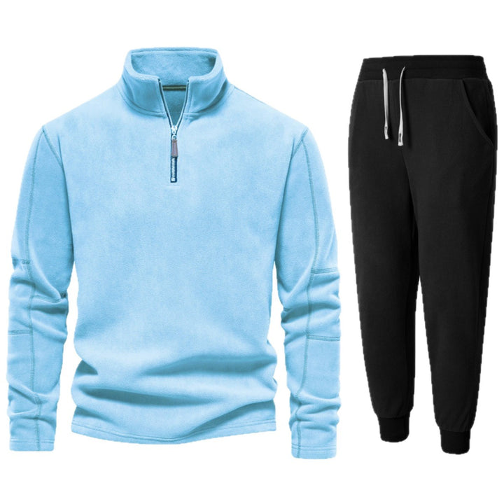 Herren Fleece-Relaxanzug mit Stehkragen und langen Hosen Echoarchiv