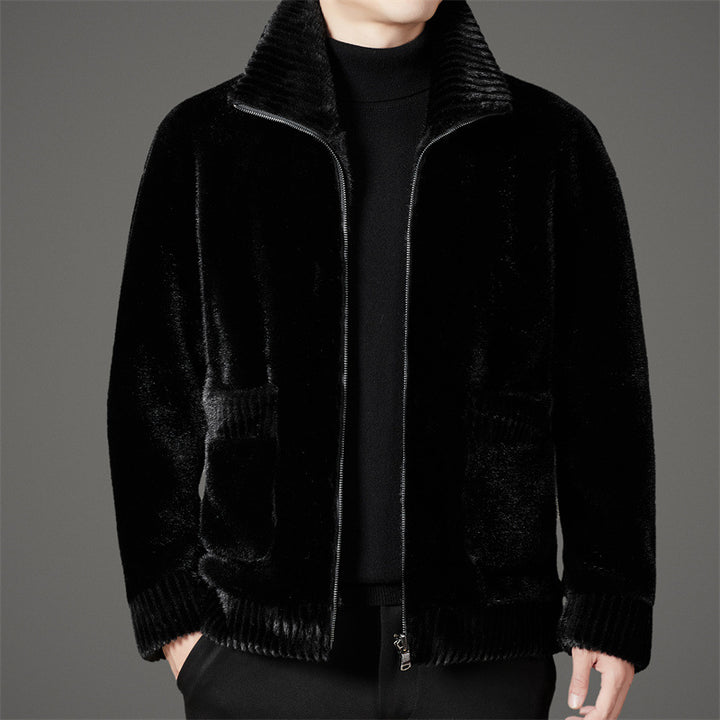 Herren weiche Fleecejacke mit hohen Kragen und praktischen Taschen Echoarchiv