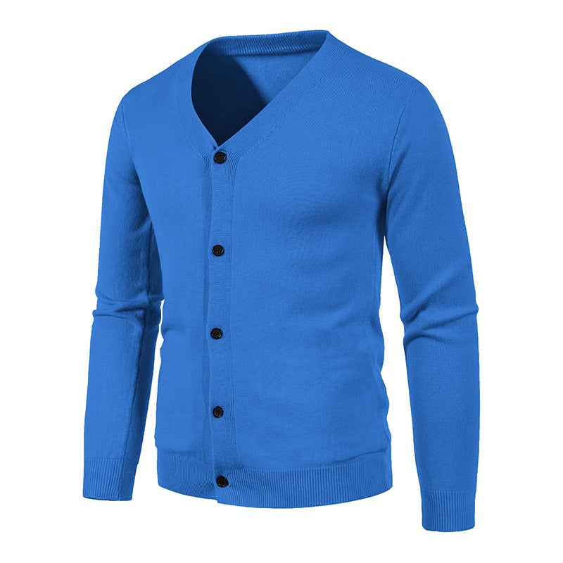 Herren stilvolle Strickjacke mit tiefem V-Ausschnitt und Knopfleiste Echoarchiv