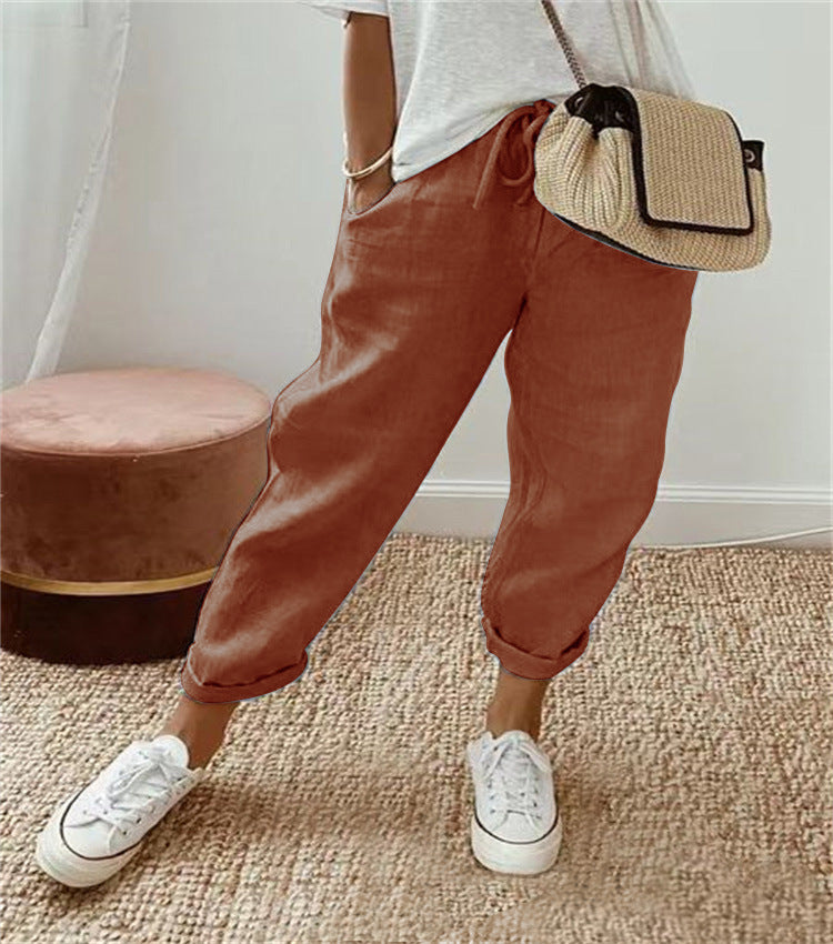 Damen Lockere Bedruckte Jogger mit Kordelzug und Rippbund Echoarchiv