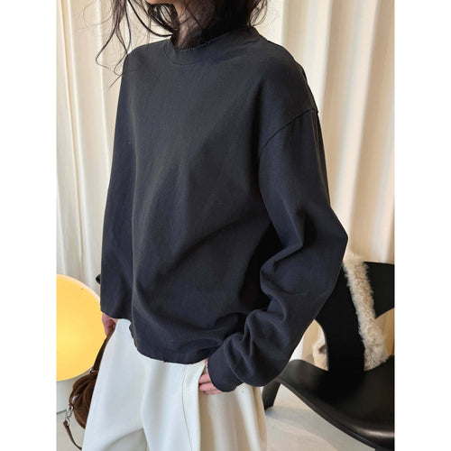 Damen Boxy‑Sweatshirt mit rohem Kantenbesatz und überschnittener Schulter Echoarchiv