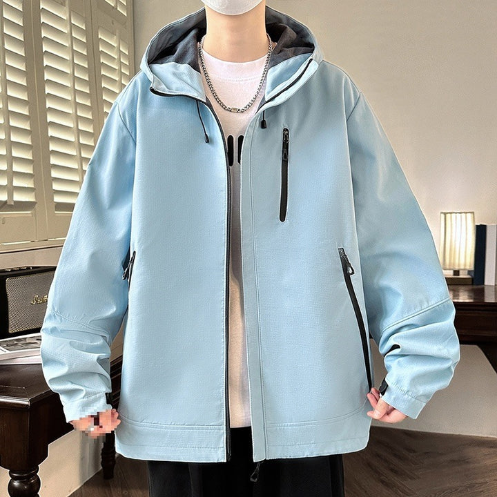 Herren Boxy-Kapuzen-Softshelljacke mit verdecktem Reißverschluss, Multifunktionalen Zipper-Taschen & Oversize-Schnitt Echoarchiv