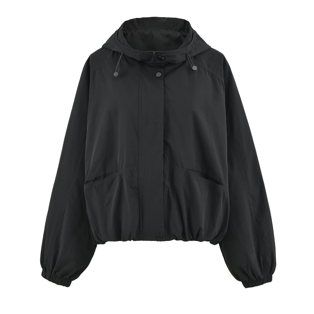 Damen Kurzjacke mit Kapuze, Tunnelzug, Kängurutaschen und elastischem Bund Echoarchiv