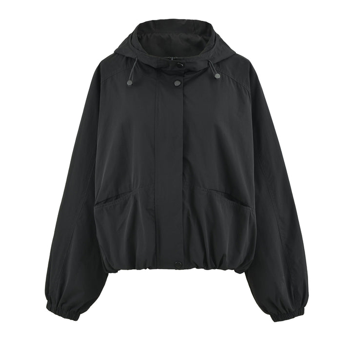 Damen Kurzjacke mit Kapuze, Tunnelzug, Kängurutaschen und elastischem Bund Echoarchiv