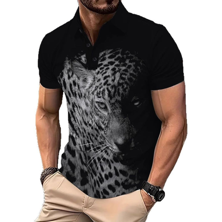 Herren Poloshirt mit kunstvollem Tiermotiv Echoarchiv