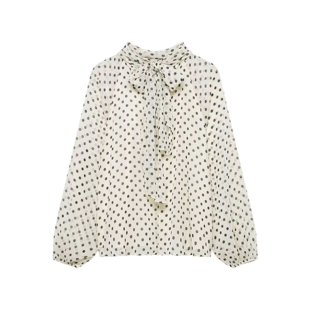 Damen nan Chiffonbluse mit Schleifenkragen und Ballonärmeln Echo Archiv
