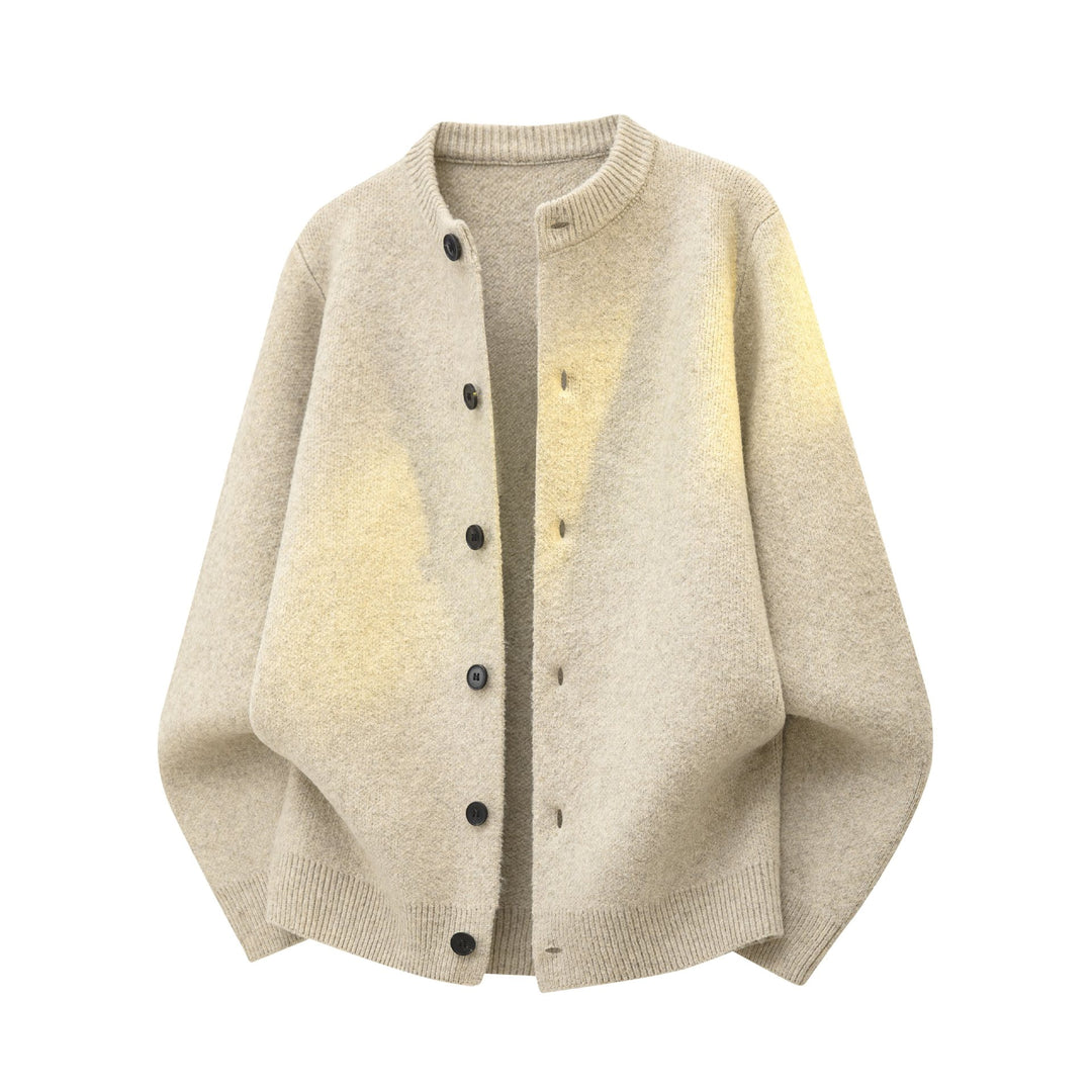 Damen Oversize Strickjacke im Bomberstil mit Rundhals, geripptem Saum & Ballonärmeln Echoarchiv