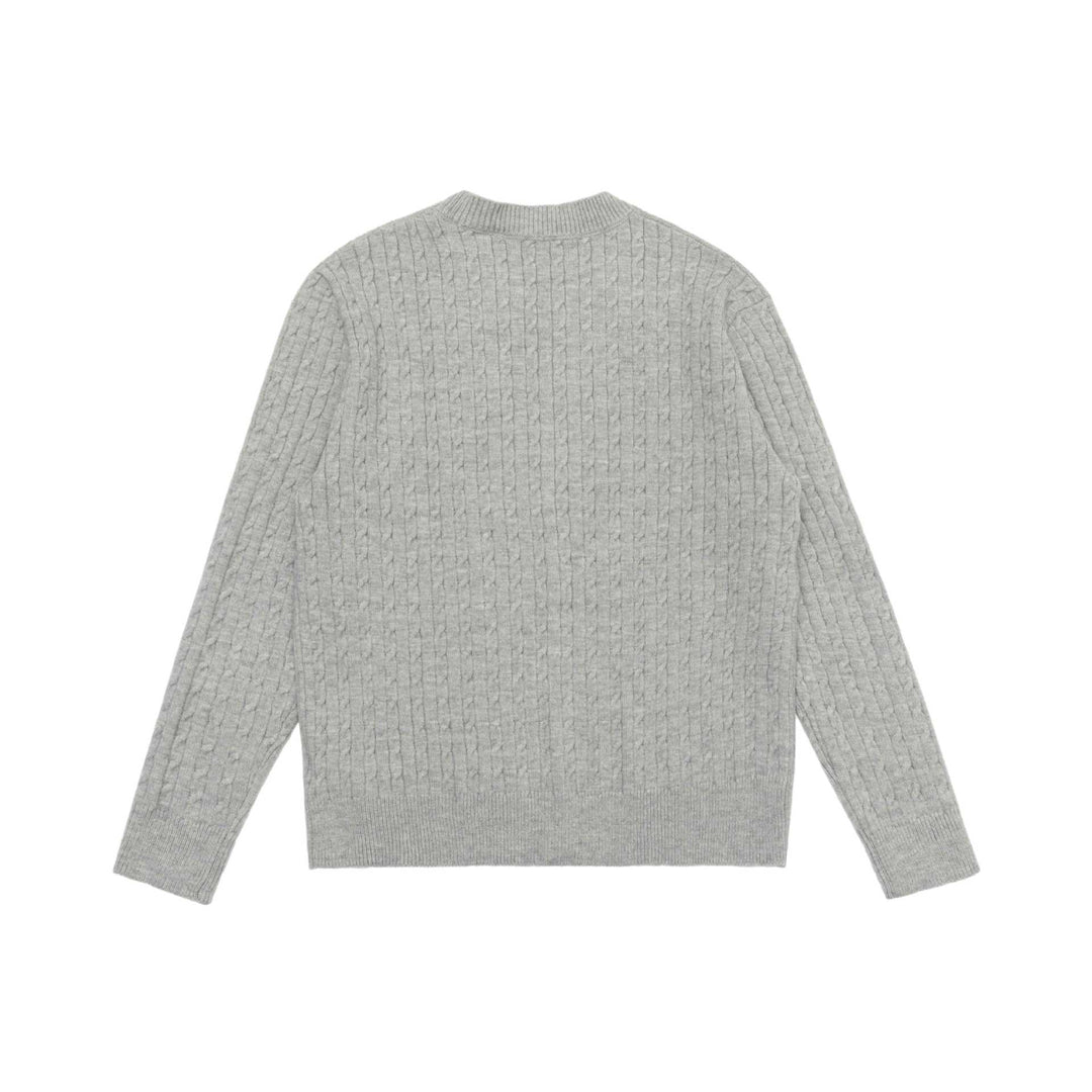Unisex Feiner Zopfstrick-Cardigan mit Rundhalsausschnitt und Knopfleiste Echoarchiv