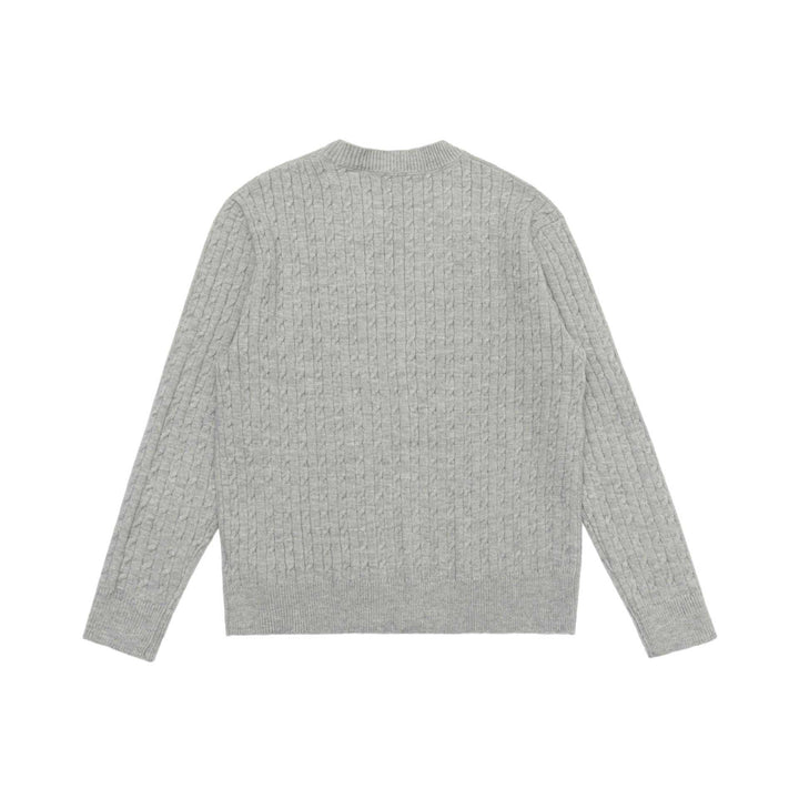 Unisex Feiner Zopfstrick-Cardigan mit Rundhalsausschnitt und Knopfleiste Echoarchiv