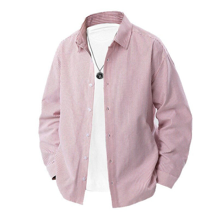 Herren nan gestreiftes Overshirt-Hemd mit lockerer Passform und Kentkragen Echo Archiv
