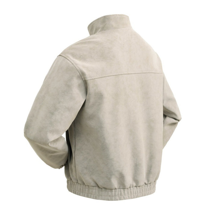 Herren kurz Velours-Imitationsblouson mit hohem Stehkragen, Metallreißverschluss und elastischem Saum – Taviero