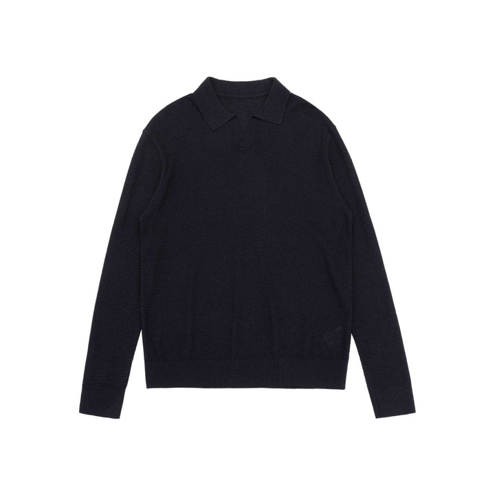 Unisex Feinstrick-Polo-Pullover mit Troyerkragen und geripptem Saum Echoarchiv