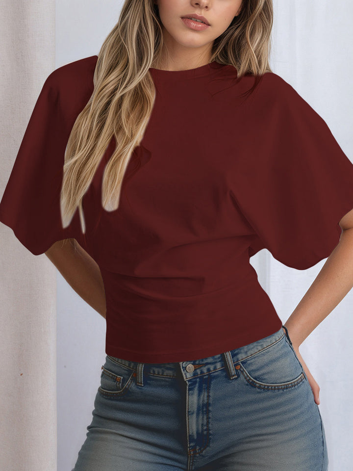 Damen modisches Kurzarm-Oberteil mit lässigem Schnitt und dekorativen Details Echo Archiv