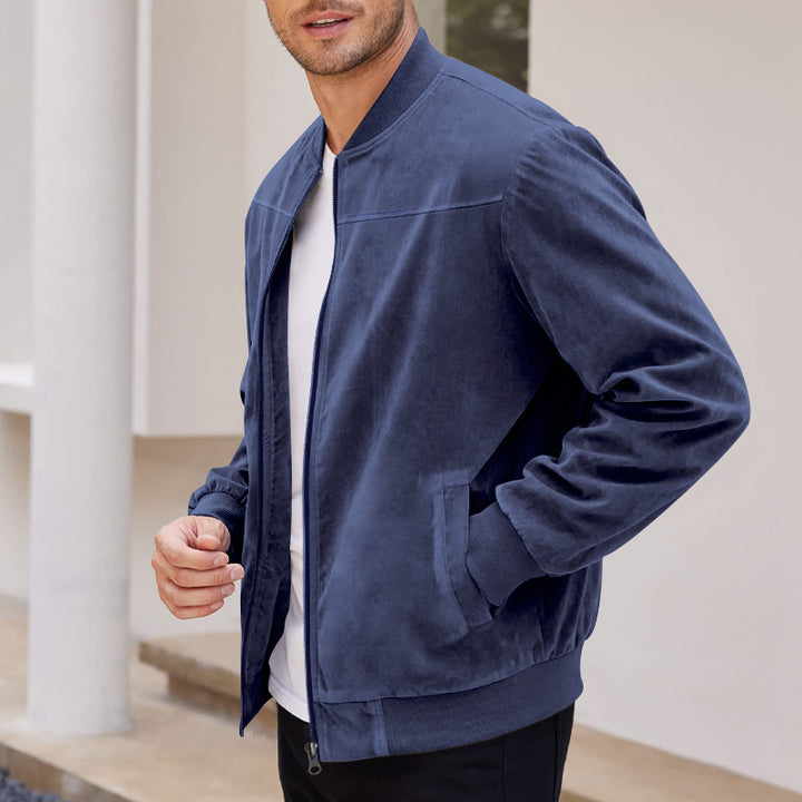Herren elegante Bomberjacke aus hochwertigem Velours Echoarchiv
