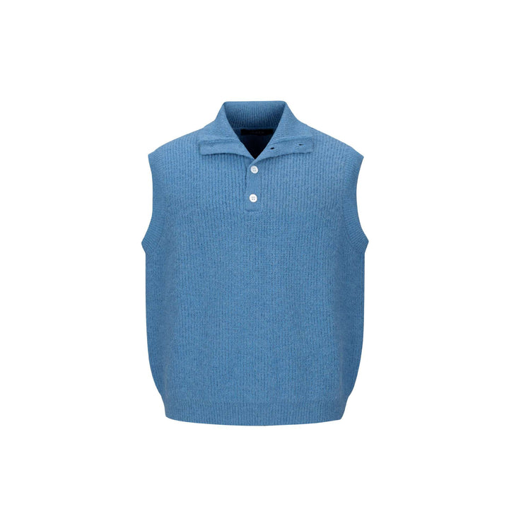 Unisex Grobgestrickte Weste mit Polokragen und Halbknopfleiste Echoarchiv