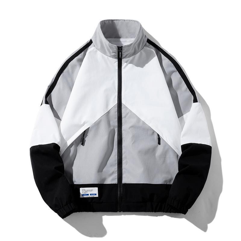 Herren Leichte Windbreaker-Trackjacke im geometrischen Colorblock mit Mesh‑Futter, Stehkragen & Reißverschluss Echoarchiv