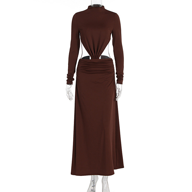 Damen Elegantes Wickelkleid mit langen Ärmeln und Raffungen Echo Archiv