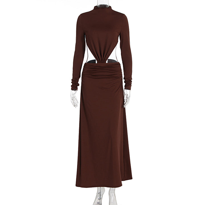 Damen Elegantes Wickelkleid mit langen Ärmeln und Raffungen Echo Archiv