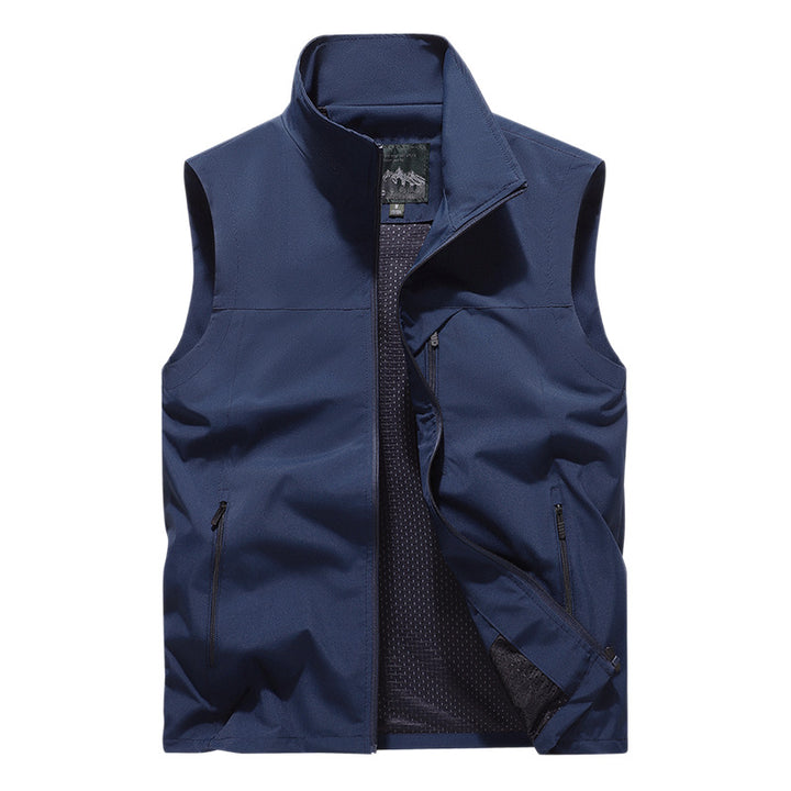 Herren Winddichte Softshell‑Outdoorweste mit belüftetem Mesh‑Innenfutter und verdeckten Reißverschlusstaschen – Marzano