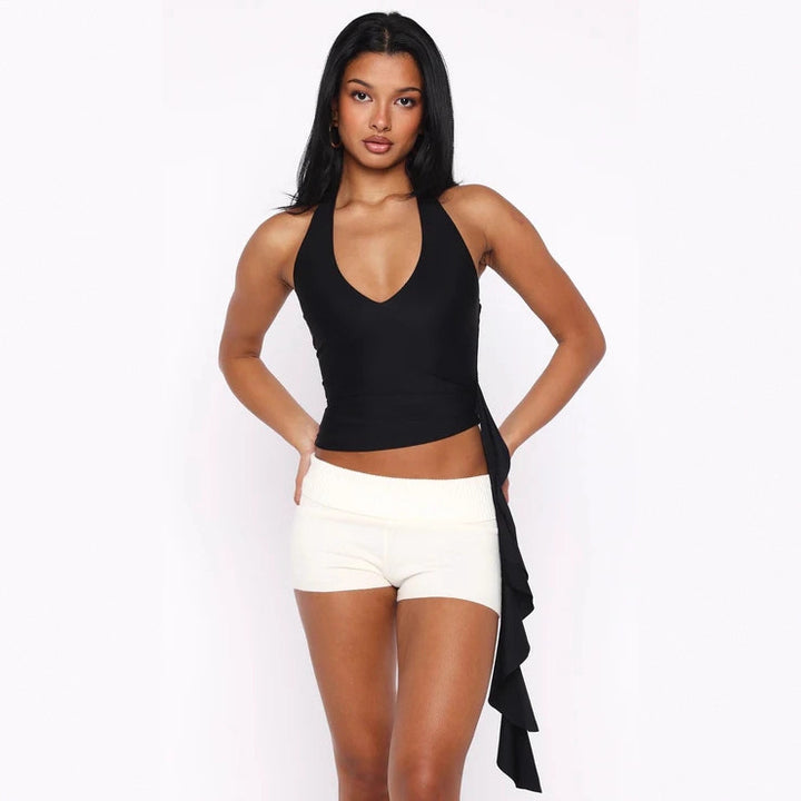 Damen Elegantes Oberteil mit tiefem V-Ausschnitt und asymmetrischem Design Echo Archiv