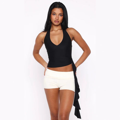 Damen Elegantes Oberteil mit tiefem V-Ausschnitt und asymmetrischem Design Echo Archiv