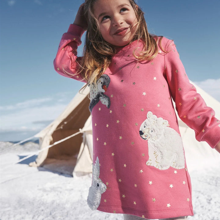 Mädchen Langarmkleid mit niedlichem Tiermotiv Echo Archiv