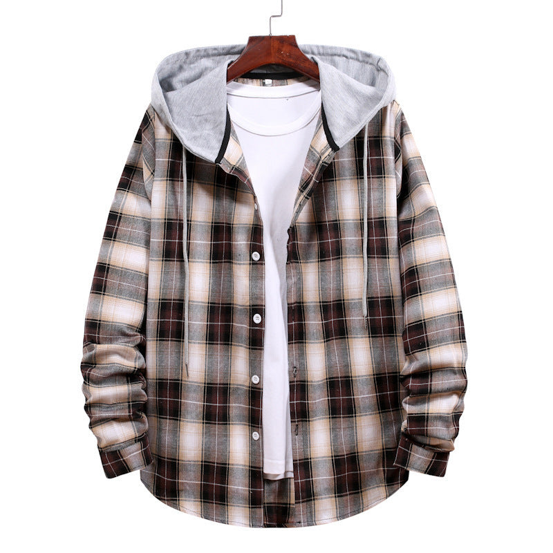 Herren Karohemdjacke mit Kapuze und großzügigen Taschen Echoarchiv