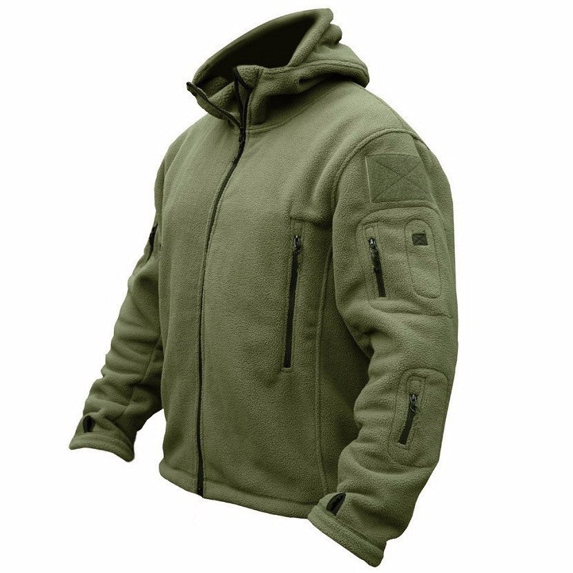 Herren Fleecejacke mit mehrfachen Taschen und verstellbarem Kapuzenkragen Echoarchiv