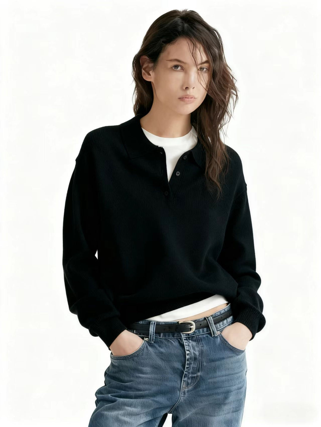 Damen Lässiger Polopullover aus weichem Strick Echo Archiv