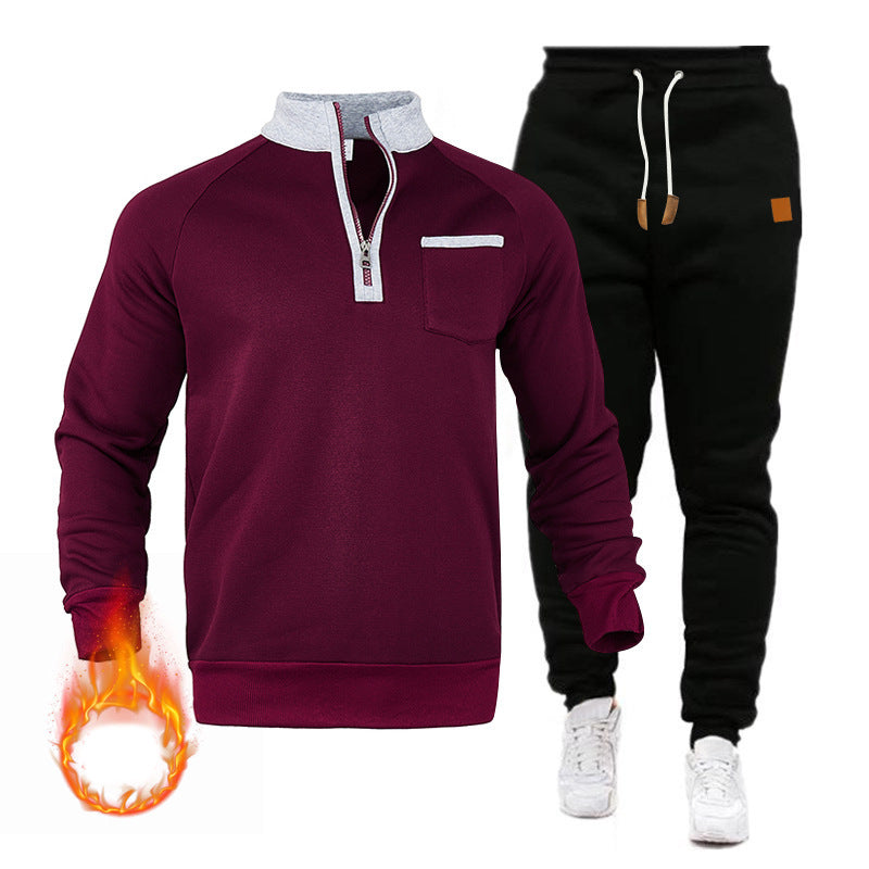 Herren Sweatshirt und Jogginghose Set mit modernem Stehkragen und praktischer Brusttasche Echoarchiv