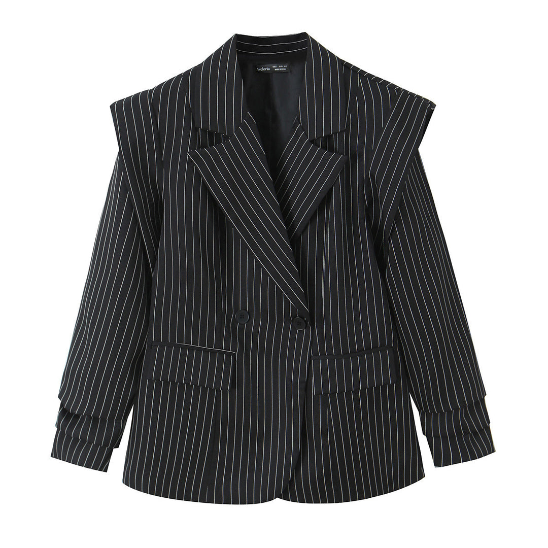 Damen Doppelreihiger Oversize-Blazer mit Nadelstreifen und markanten Schulterpolstern Echo Archiv