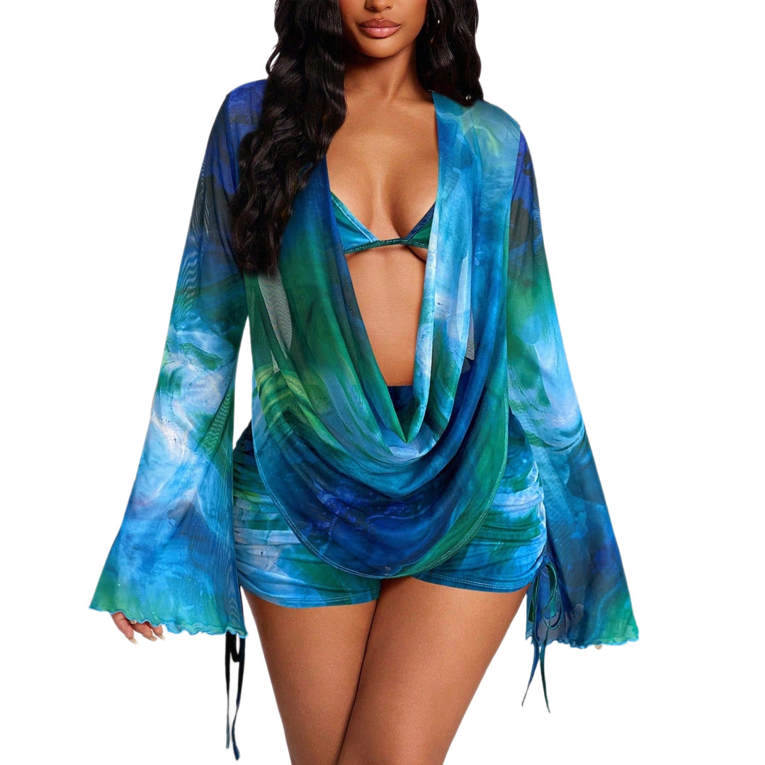 Damen Strandkleid mit drapiertem Design und langen Ärmeln Echo Archiv