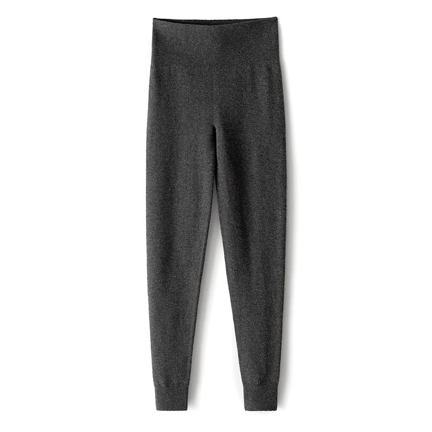 Damen Thermo-Feinstrick-Leggings mit hoher Taille und geripptem Knöchelabschluss Echoarchiv