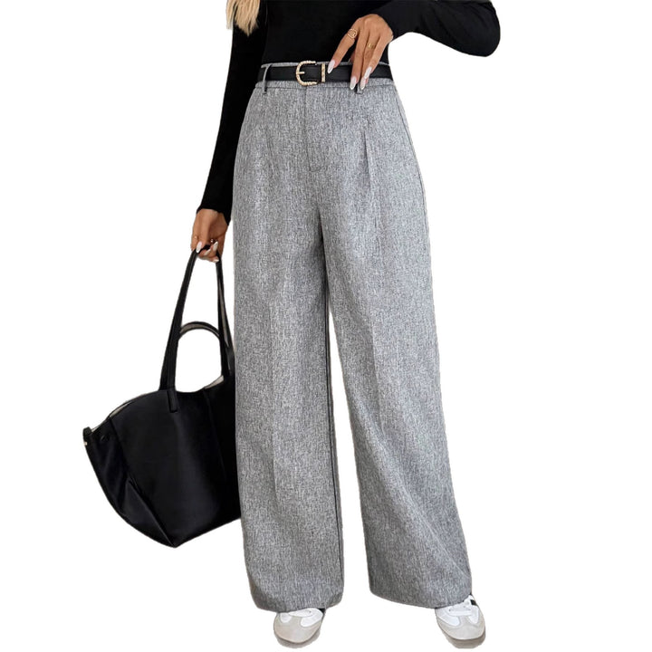 Damen Elegante Palazzo-Hose mit hohem Bund und feiner Leinenstruktur – Avérine