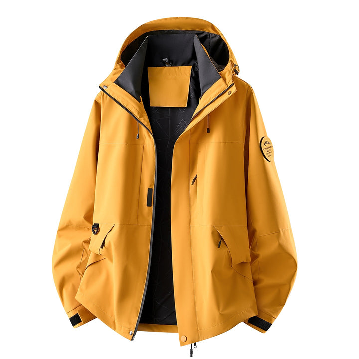 Herren Wasserabweisende Oversize-Outdoorjacke mit Kapuze, atmungsaktivem Softshell & Utility‑Taschen Echoarchiv