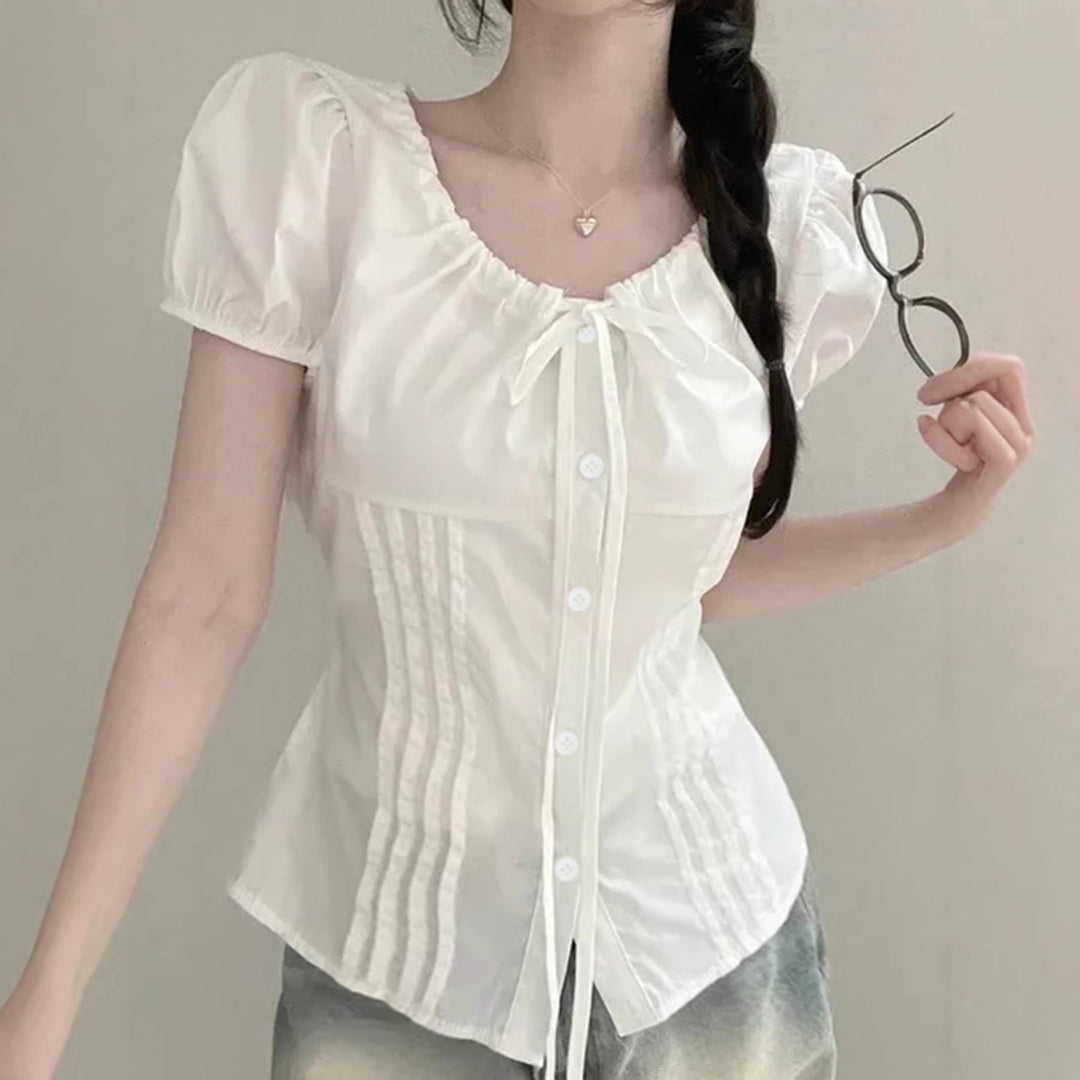 Damen Elegantes Blusenoberteil mit Rüschendetails und taillierter Silhouette Echo Archiv