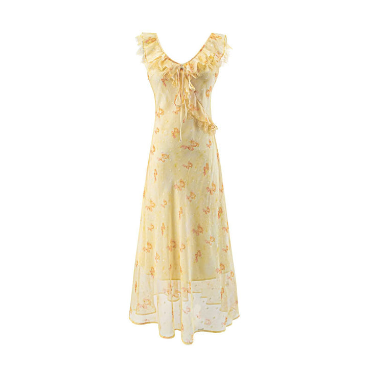 Damen Maxikleid mit verspieltem Rüschendesign und Blumenmuster Echo Archiv