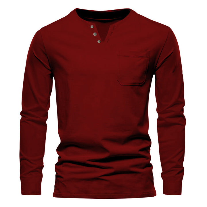 Herren Langarm-Henley-Shirt mit praktischer Brusttasche und modischem Design Echoarchiv