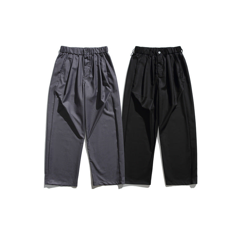 Herren Locker geschnittene Bundfalten-Cropped-Hose mit elastischem Bund und Bügelfalte Echoarchiv