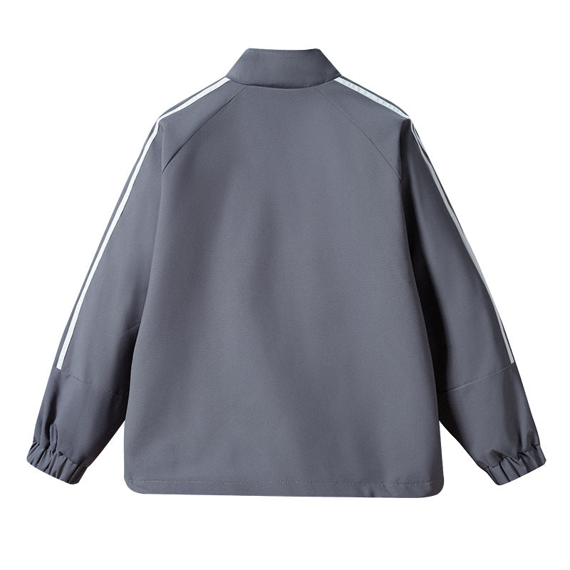 Herren Leichte Retro-Track-Übergangsjacke mit Stehkragen und Ärmelstreifen Echoarchiv