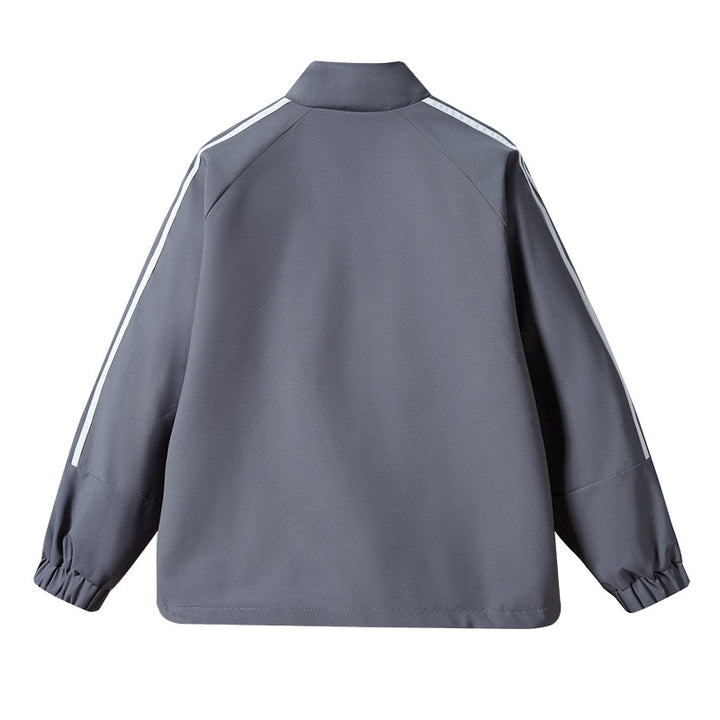 Herren Leichte Retro-Track-Übergangsjacke mit Stehkragen und Ärmelstreifen Echoarchiv