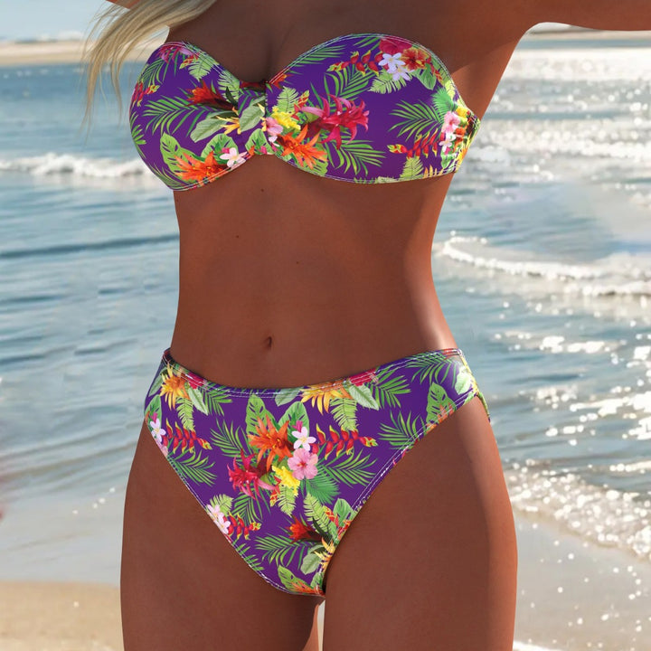 Damen Bandeau-Bikini-Set mit floralem Design und hohem Taillenbund Echo Archiv
