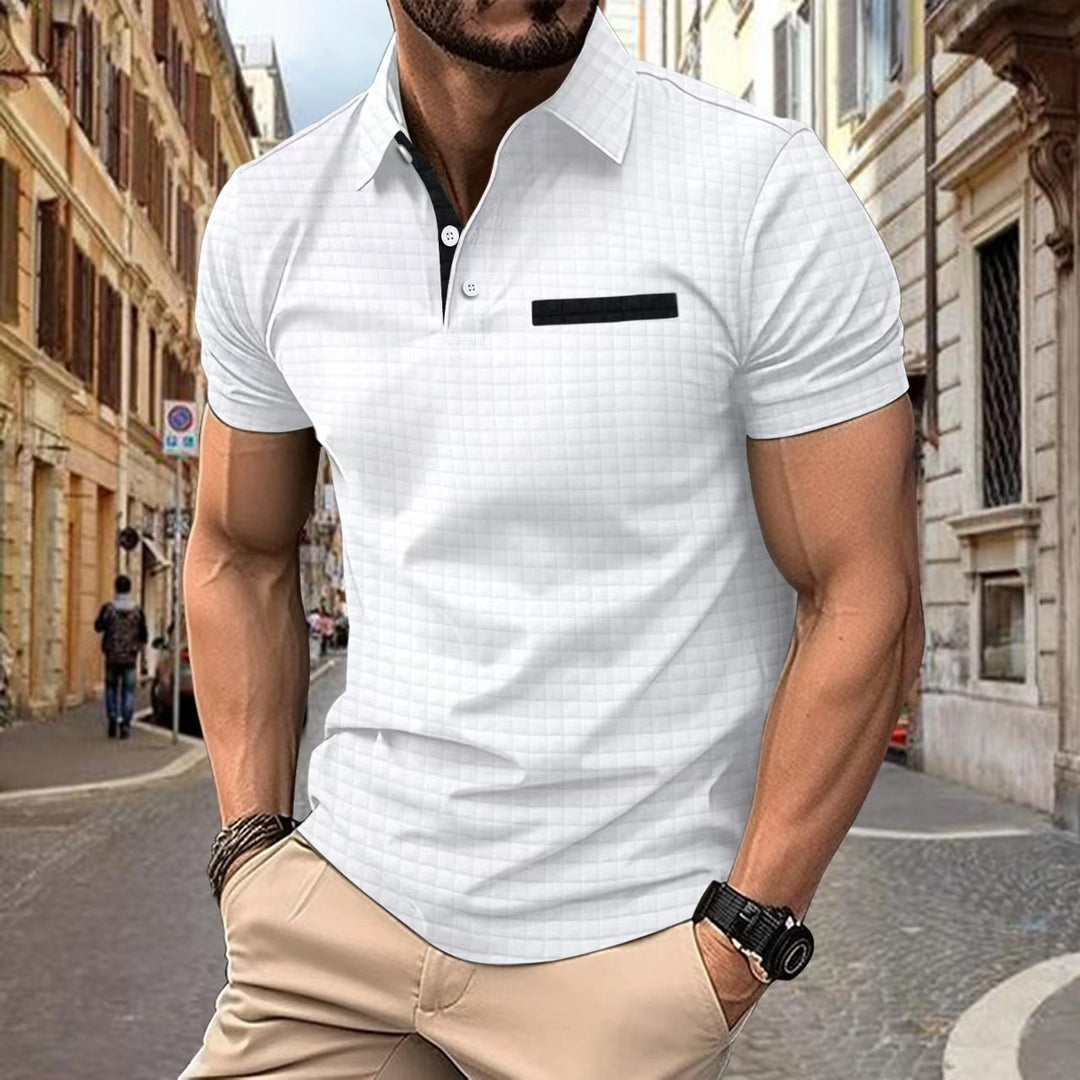 Herren strukturiertes Kurzarm-Polohemd mit modernem Design Echoarchiv
