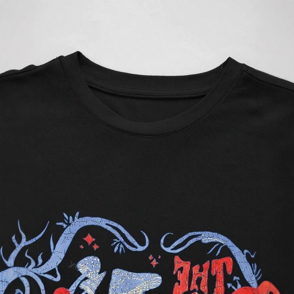 Damen lässiges Crop-T-Shirt mit kreativem Grafikdesign Echo Archiv