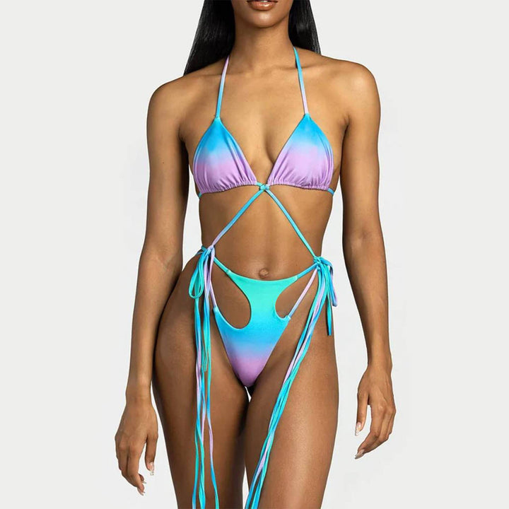 Damen Triangel-Bikini mit stylischen Bindebändern und einzigartigem Farbverlauf Echo Archiv