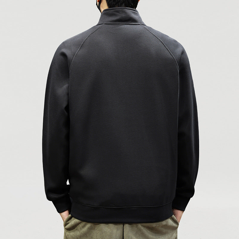 Herren Oversize-Halbzip-Sweatshirt mit hohem Stehkragen, Raglanärmeln & gerippten Abschlüssen Echoarchiv