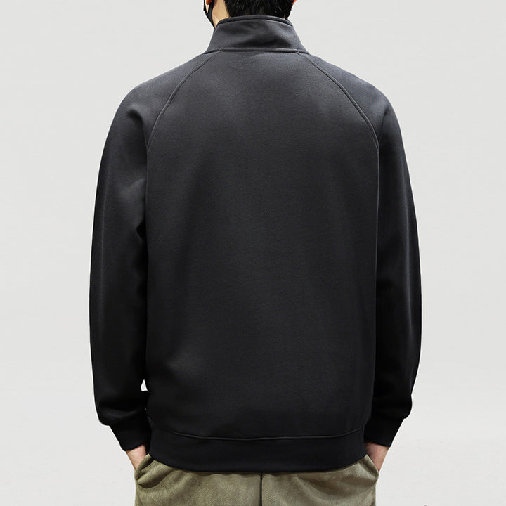 Herren Oversize-Halbzip-Sweatshirt mit hohem Stehkragen, Raglanärmeln & gerippten Abschlüssen Echoarchiv