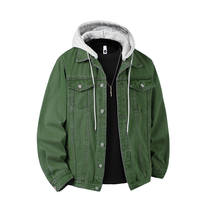 Herren nan Jeansjacke mit angenähter Kapuze Lagenlook robuste Baumwollmischung Echo Archiv